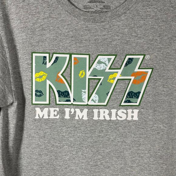Kiss Gray Cotton Blend "Kiss Me I'm Irish" Graphic T-Shirt Women's Small - Picture 4 of 4